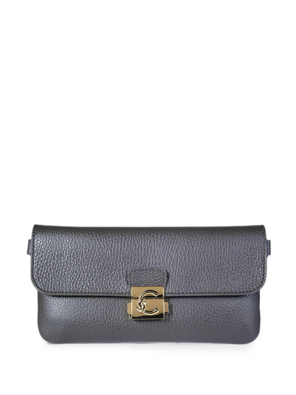 Coccinelle C-Me Lock grained leather shoulder bag - Grau