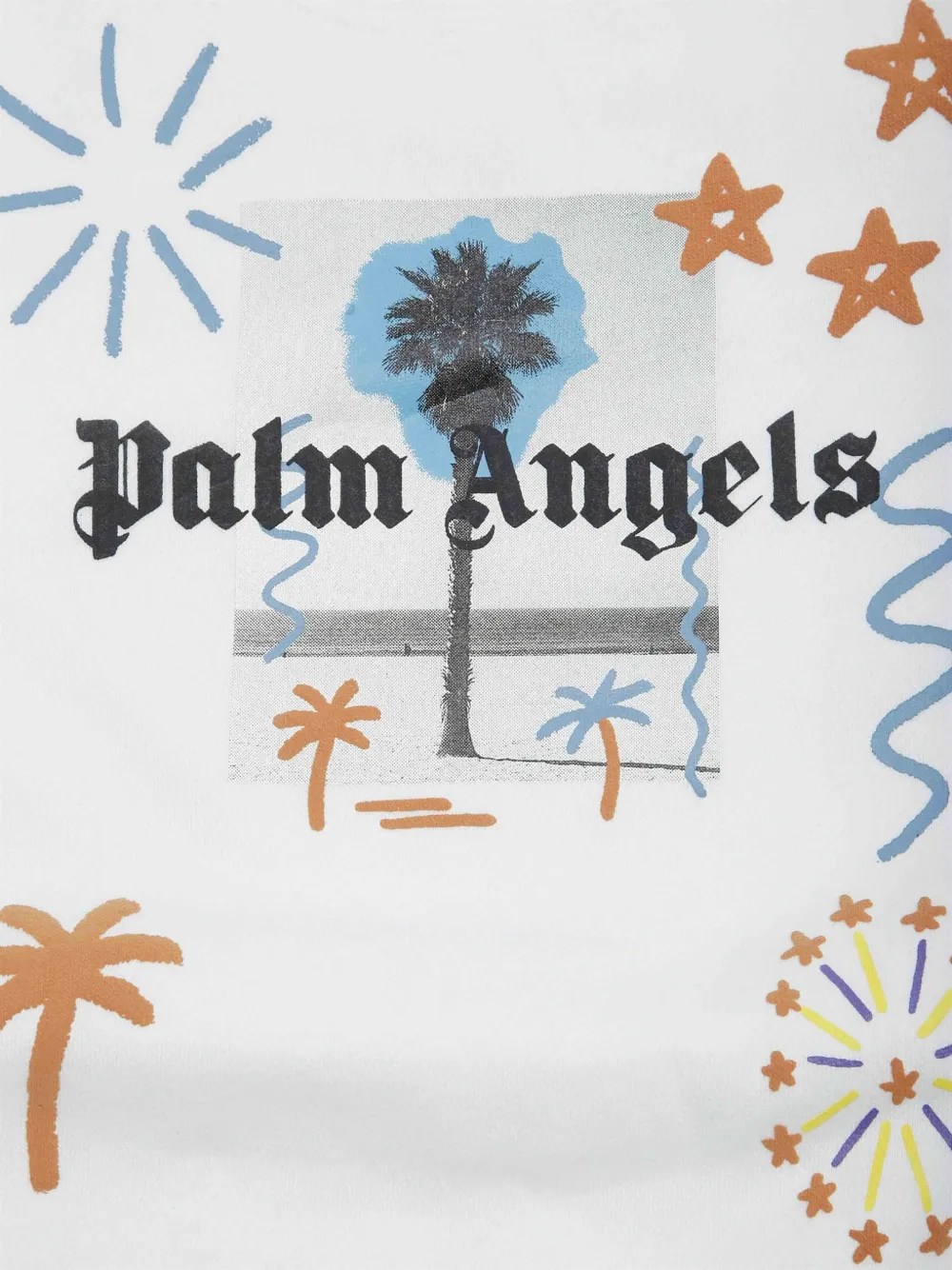 Palm Angels Kids logo-print cotton sweater Wit