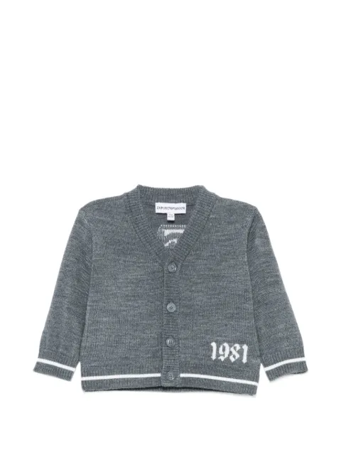 Emporio Armani Kids كارديغان بأزرار وشعار بحياكة إنتارسيا
