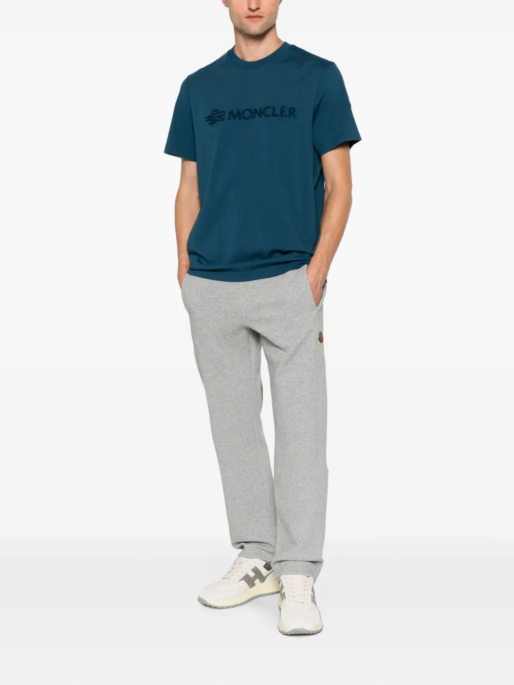 Moncler Katoenen T-shirt met logo Blauw