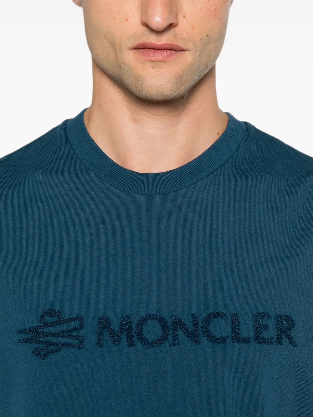 Moncler Katoenen T-shirt met logo Blauw