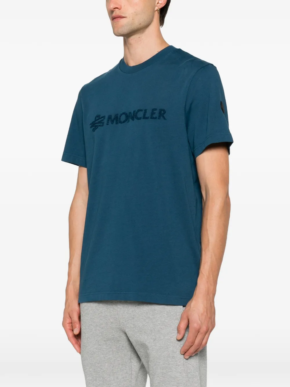 Moncler Katoenen T-shirt met logo Blauw