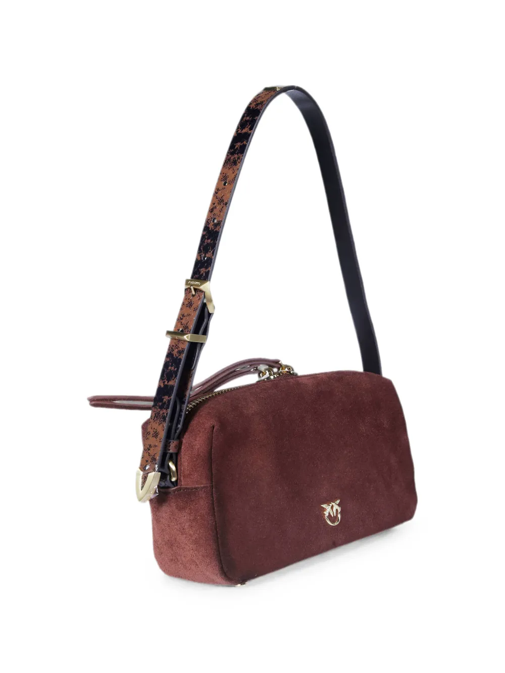 PINKO Bauletto Trittico suède schoudertas Bruin