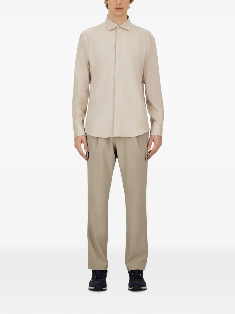 Herno Resort overhemd met gespreide kraag en lange mouwen Beige