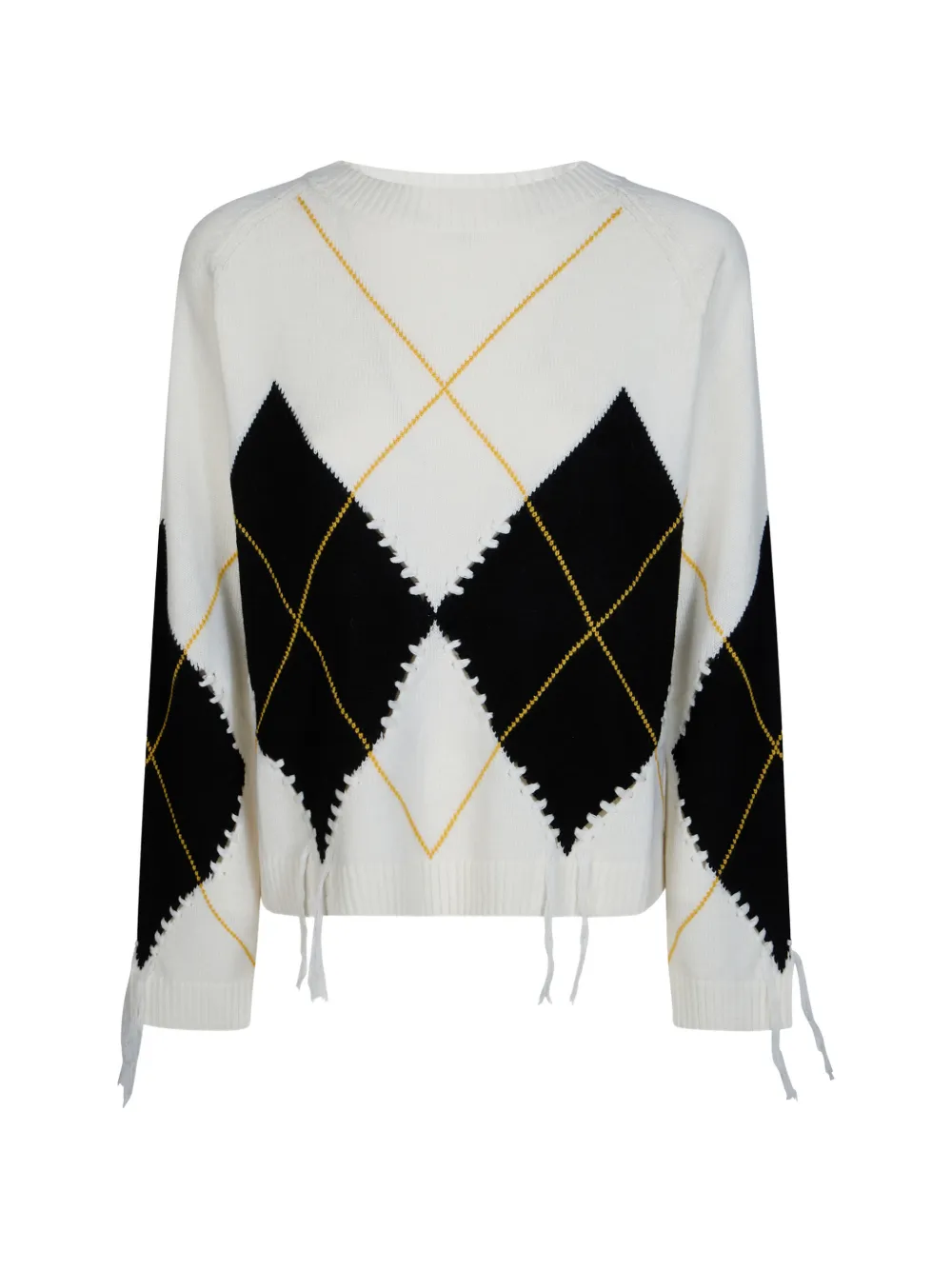 PINKO argyle-knit distressed sweater - Weiß