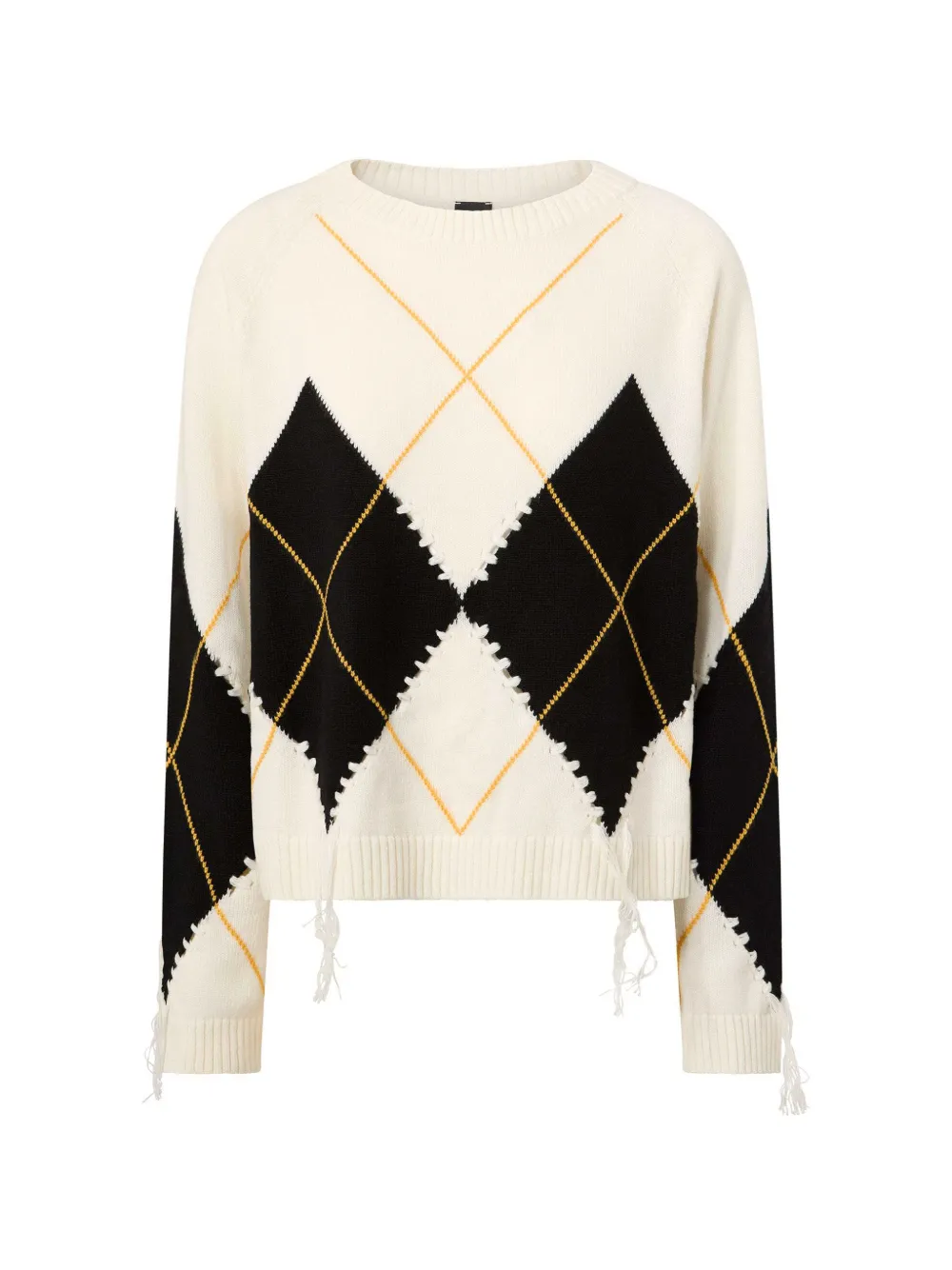 PINKO argyle-knit distressed sweater - Bianco