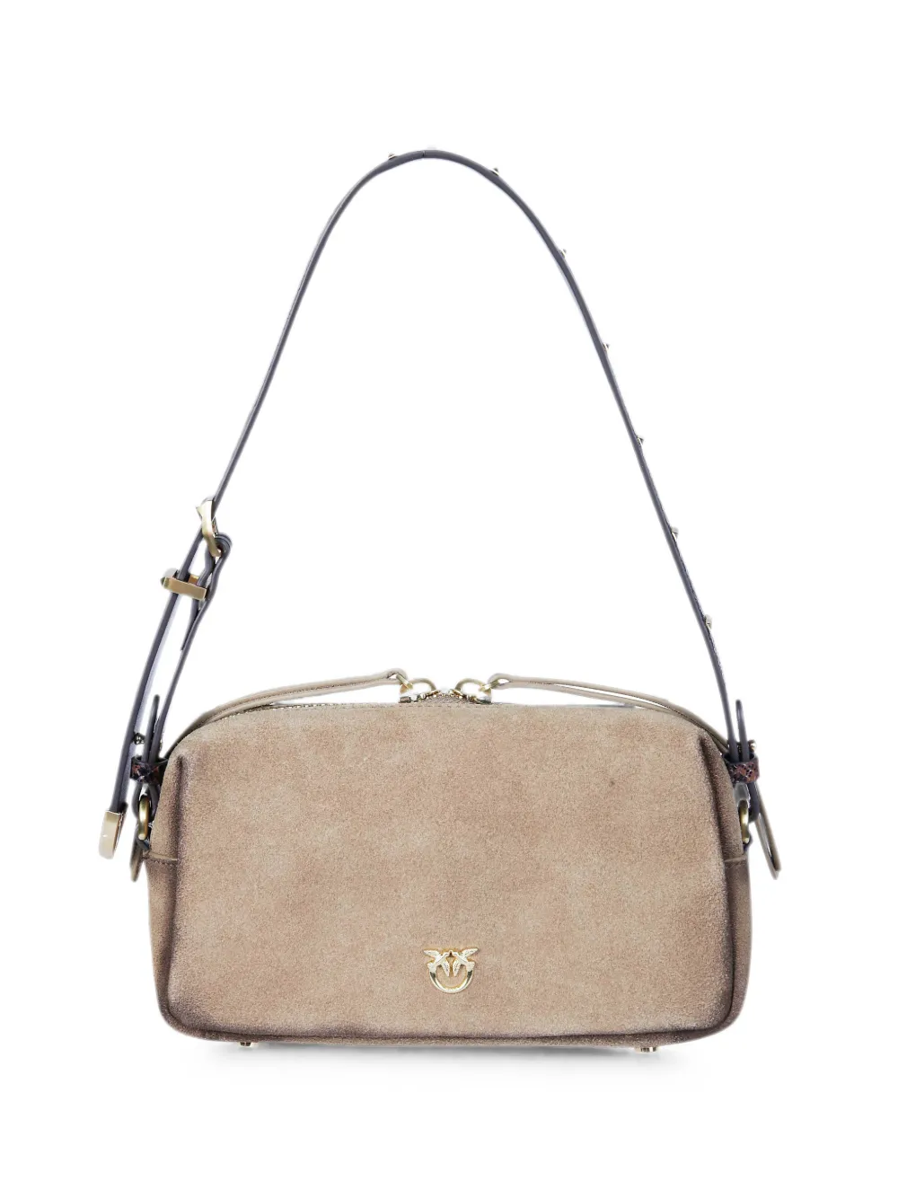PINKO Trittico suede snakeskin-print shoulder bag - Toni neutri