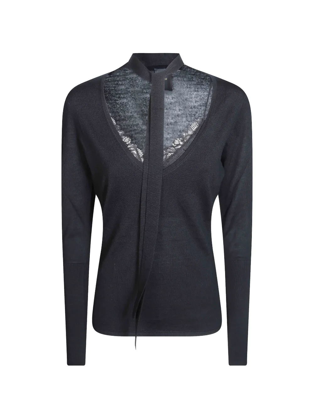 PINKO lace-trim tie-neck sweater - Schwarz