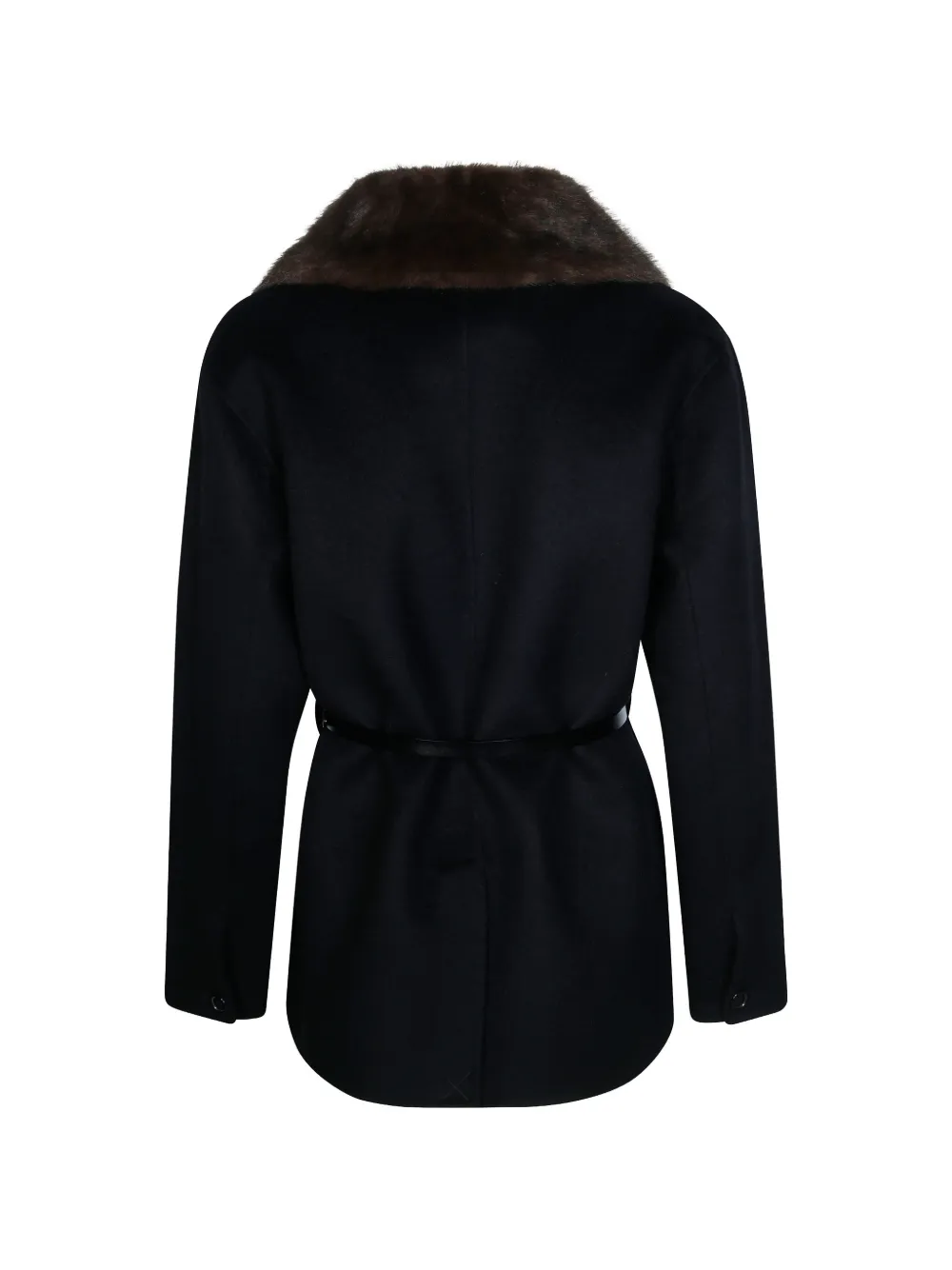 P.A.R.O.S.H. belted faux-fur collar coat Zwart