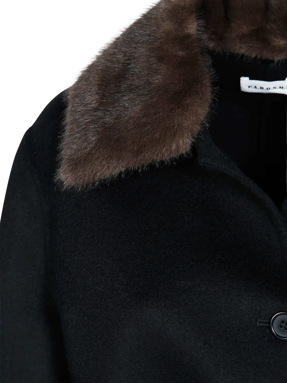 P.A.R.O.S.H. belted faux-fur collar coat Zwart