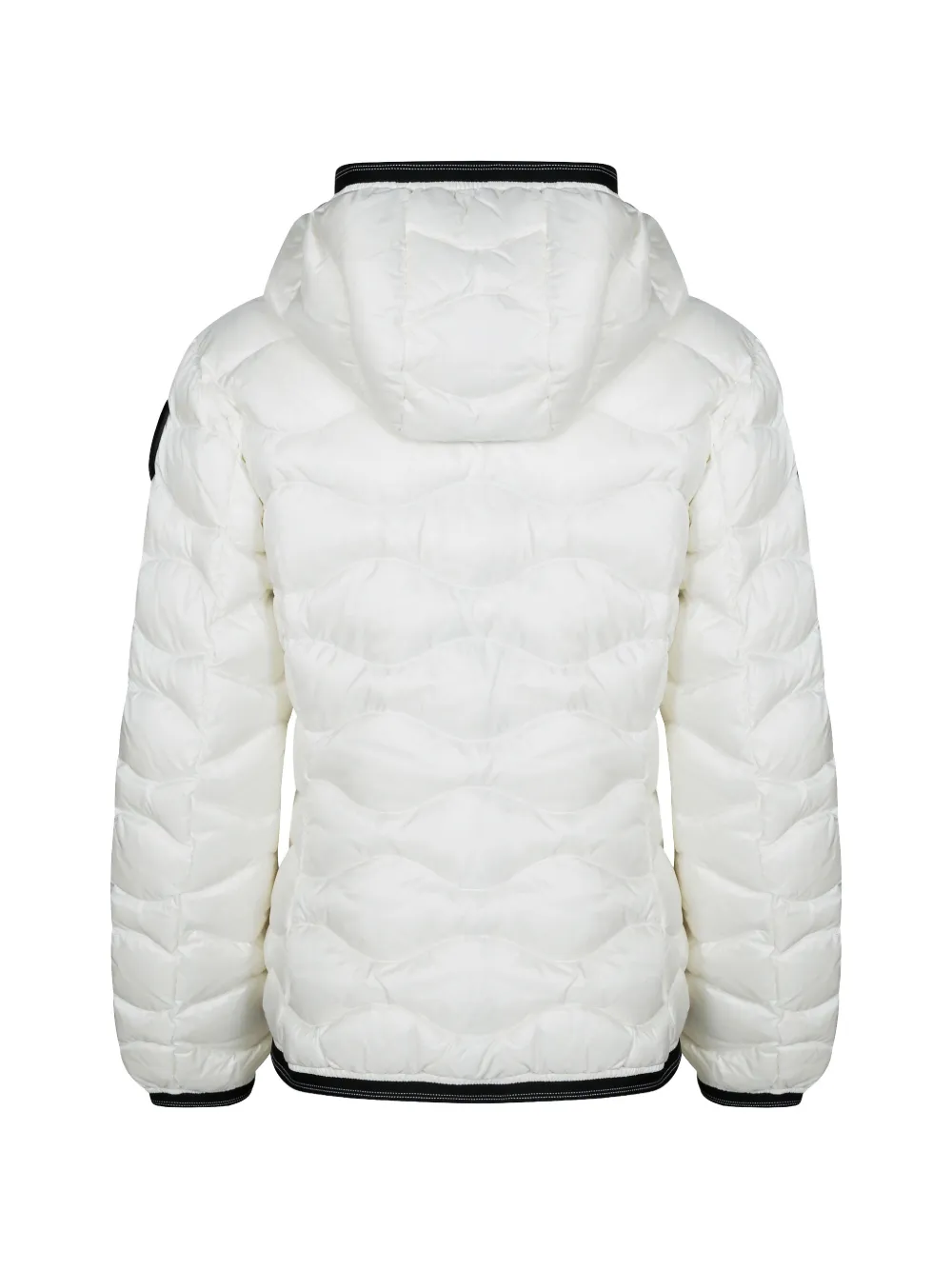 Blauer Camelia gewatteerd jack met capuchon Wit