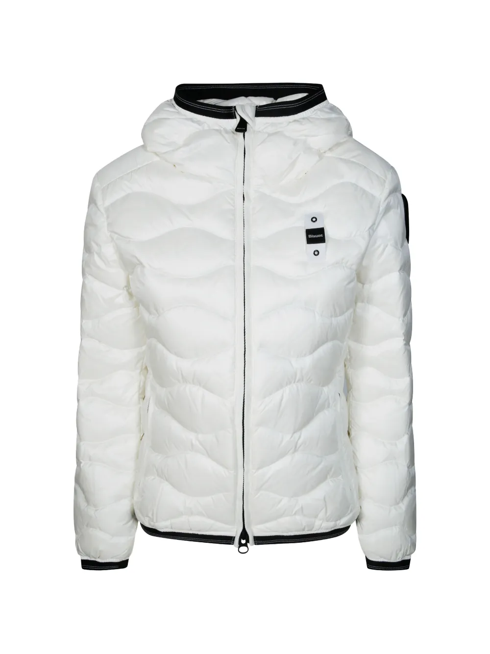 Blauer Camelia wave-quilted hooded jacket - Weiß