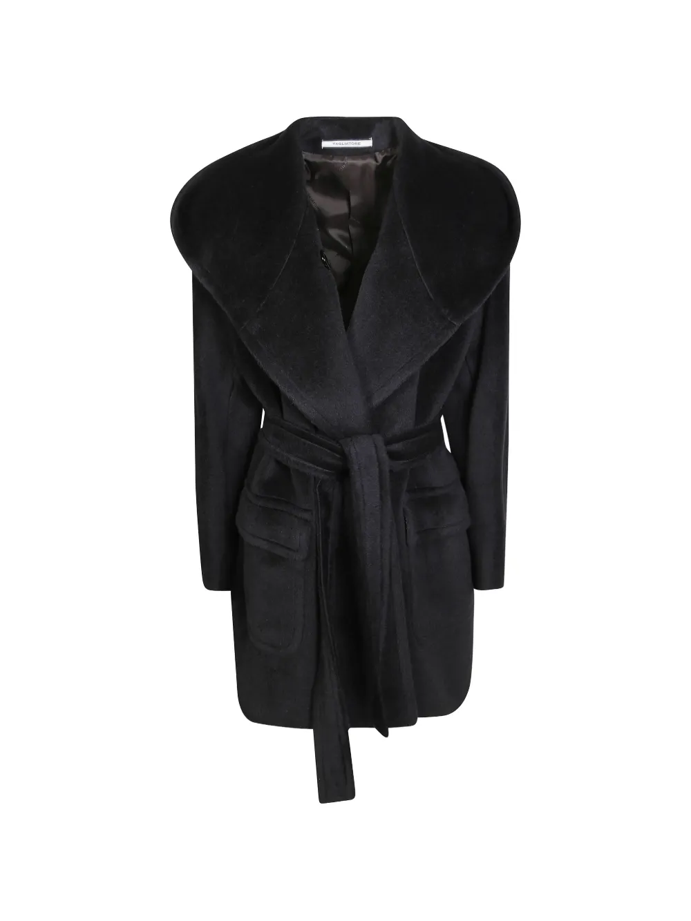 Tagliatore belted hooded coat Zwart