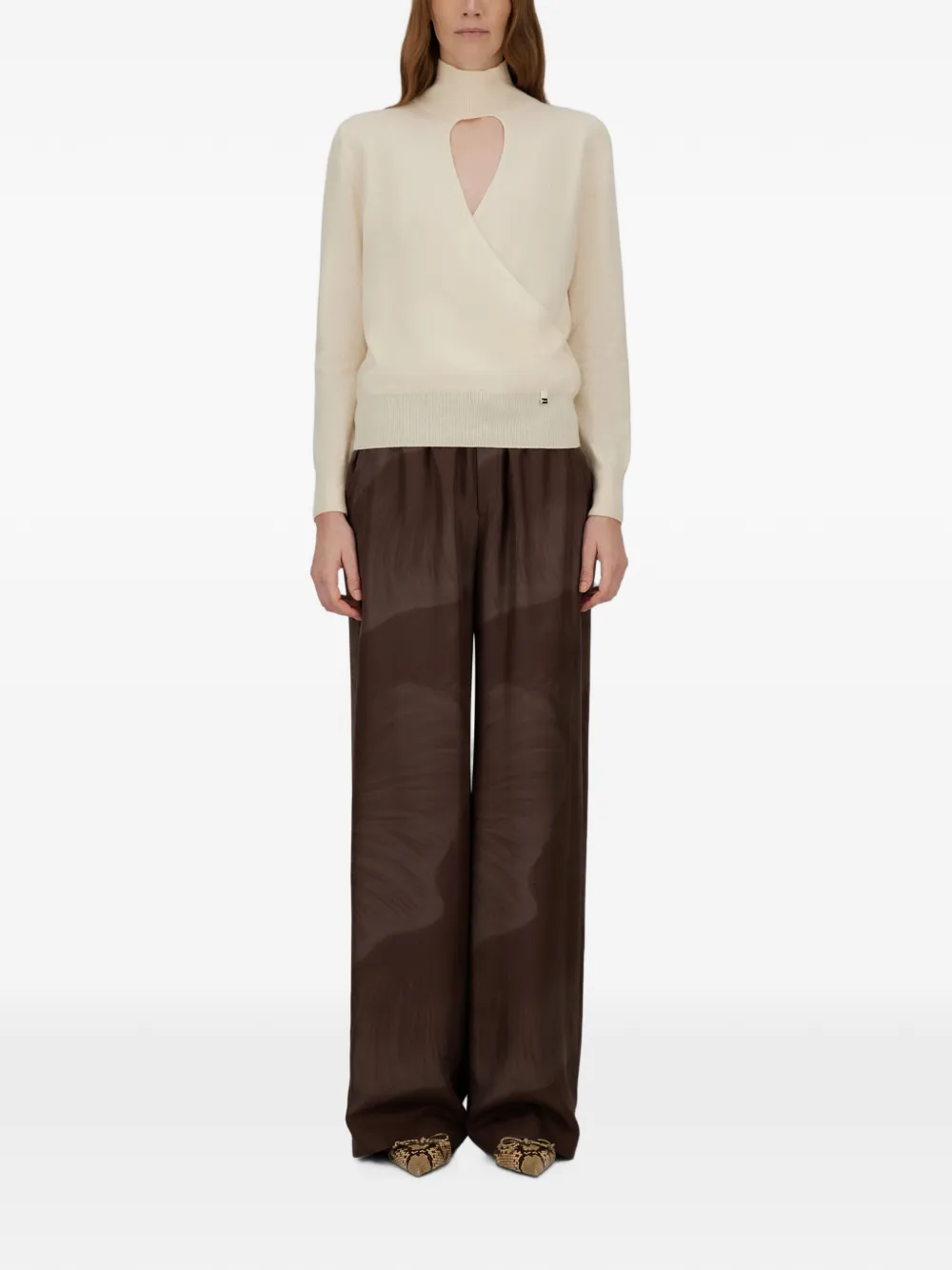 Herno Resort trui met wikkel-effect Beige