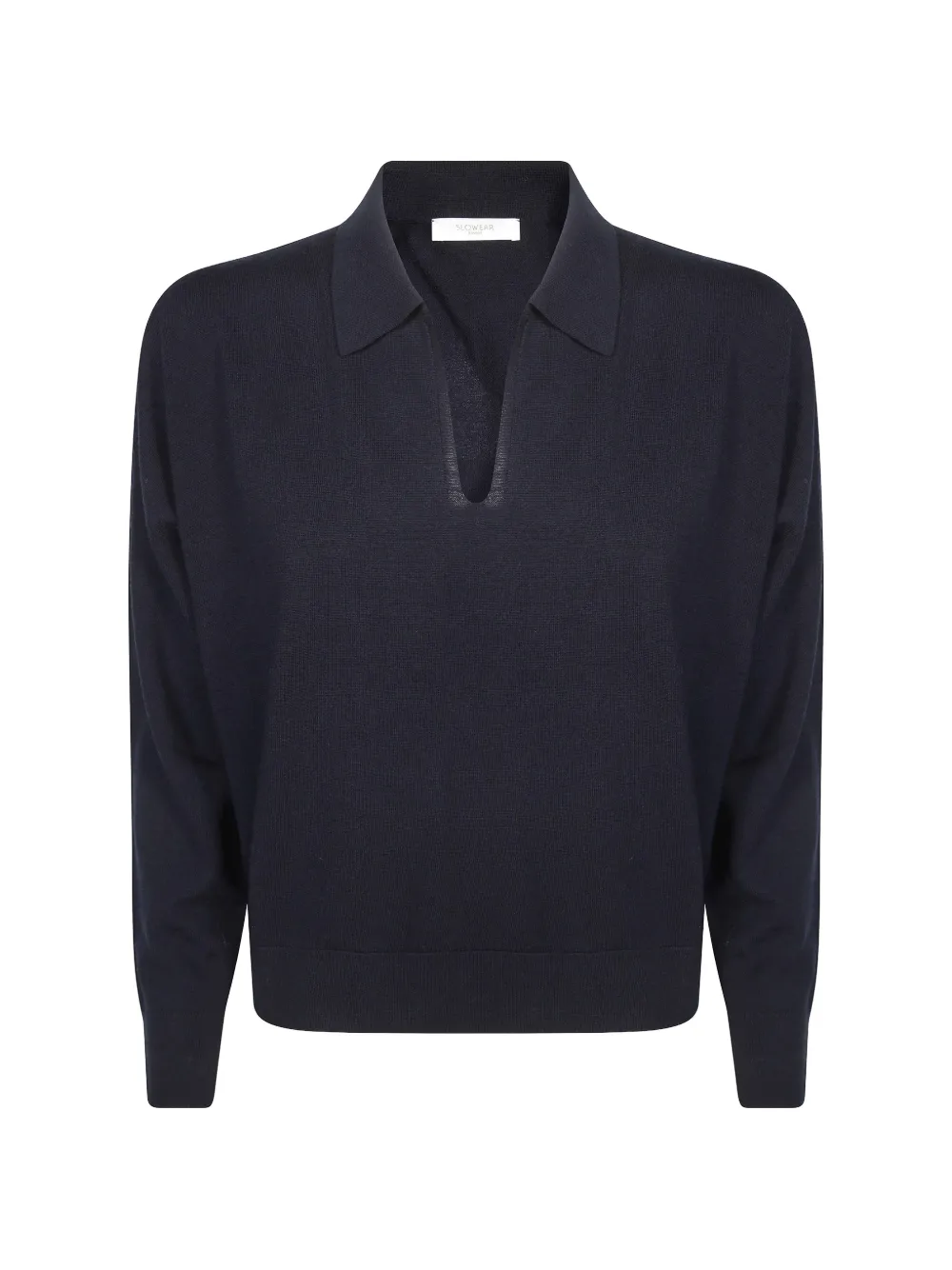 Incotex fine-knit V-neck polo sweater Blauw