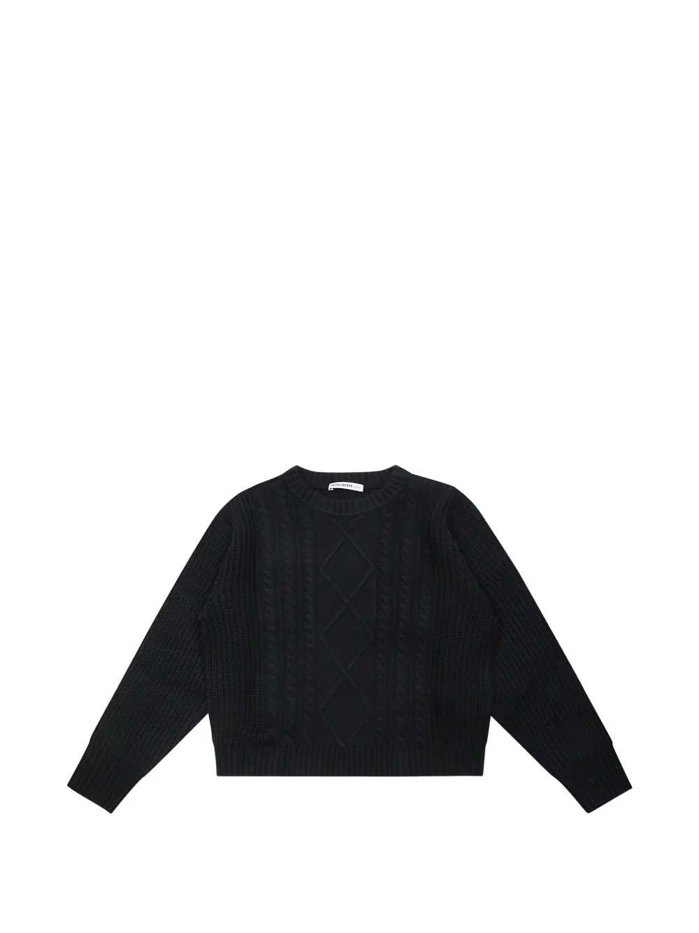 Patrizia Pepe girl cable-knit diamond-pattern sweater - Nero