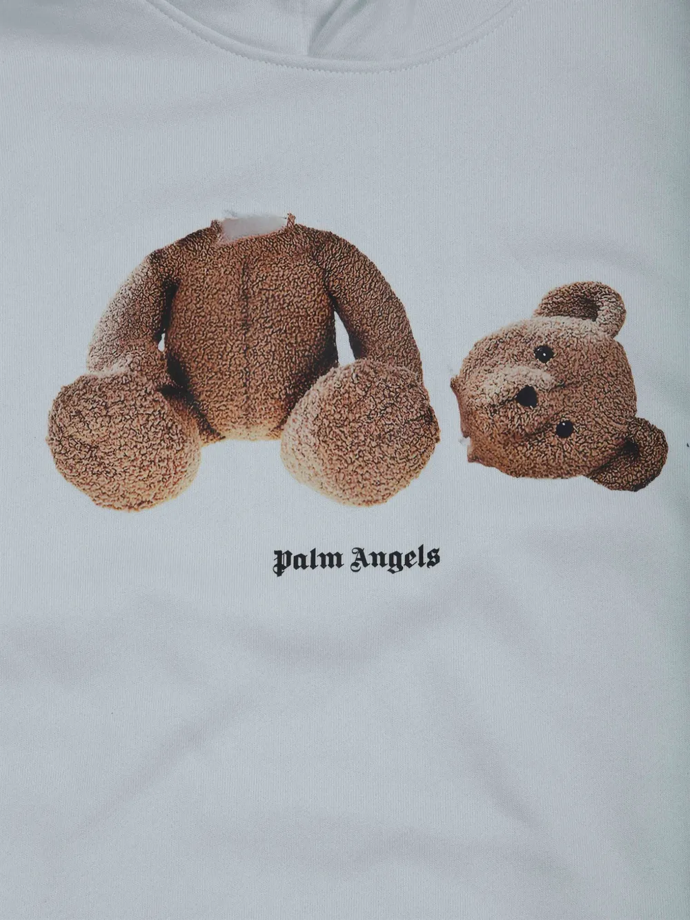 Palm Angels Kids Broken Bear print hoodie Grijs