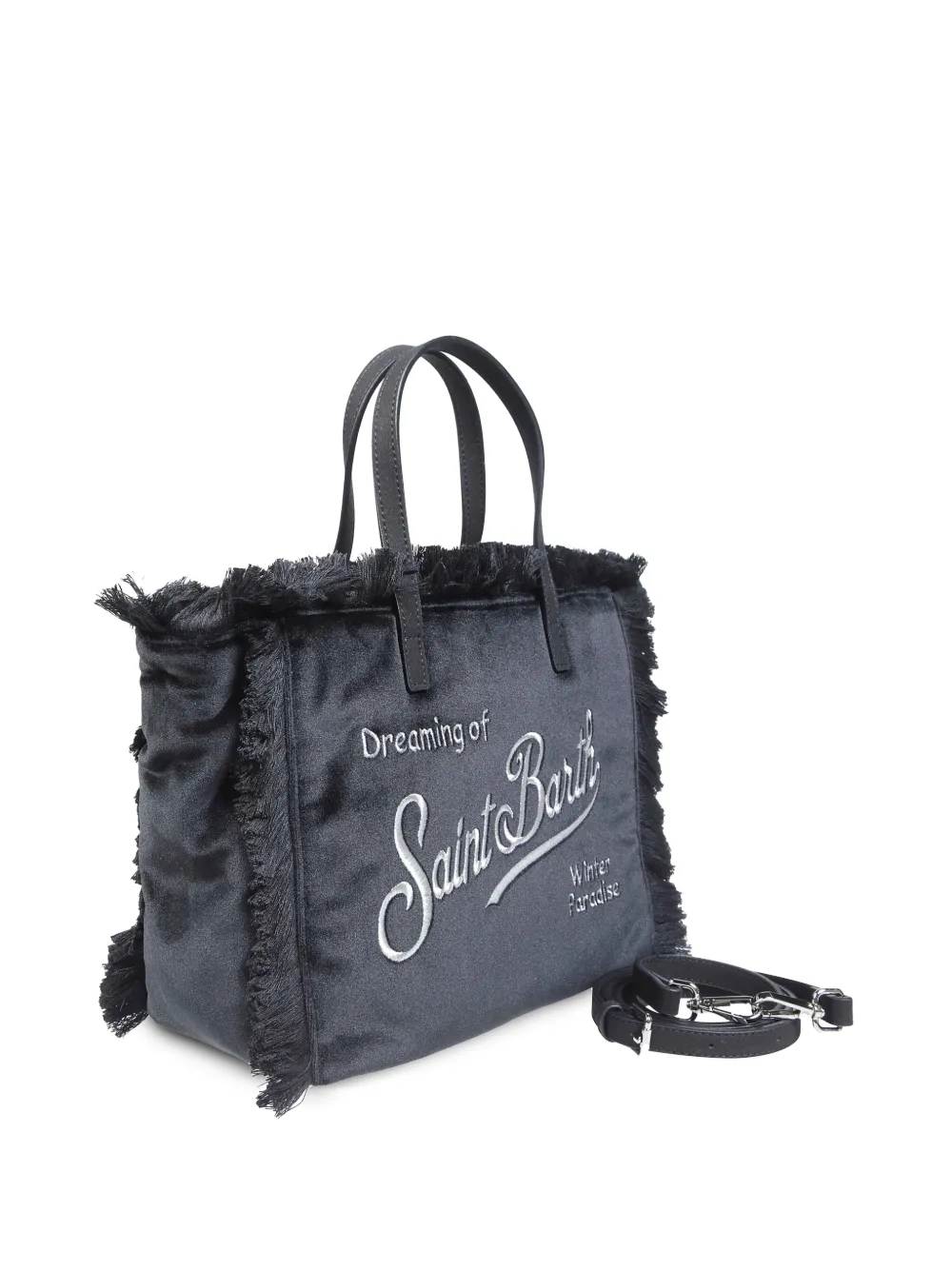 MC2 Saint Barth Colette fringed velvet tote bag Zwart