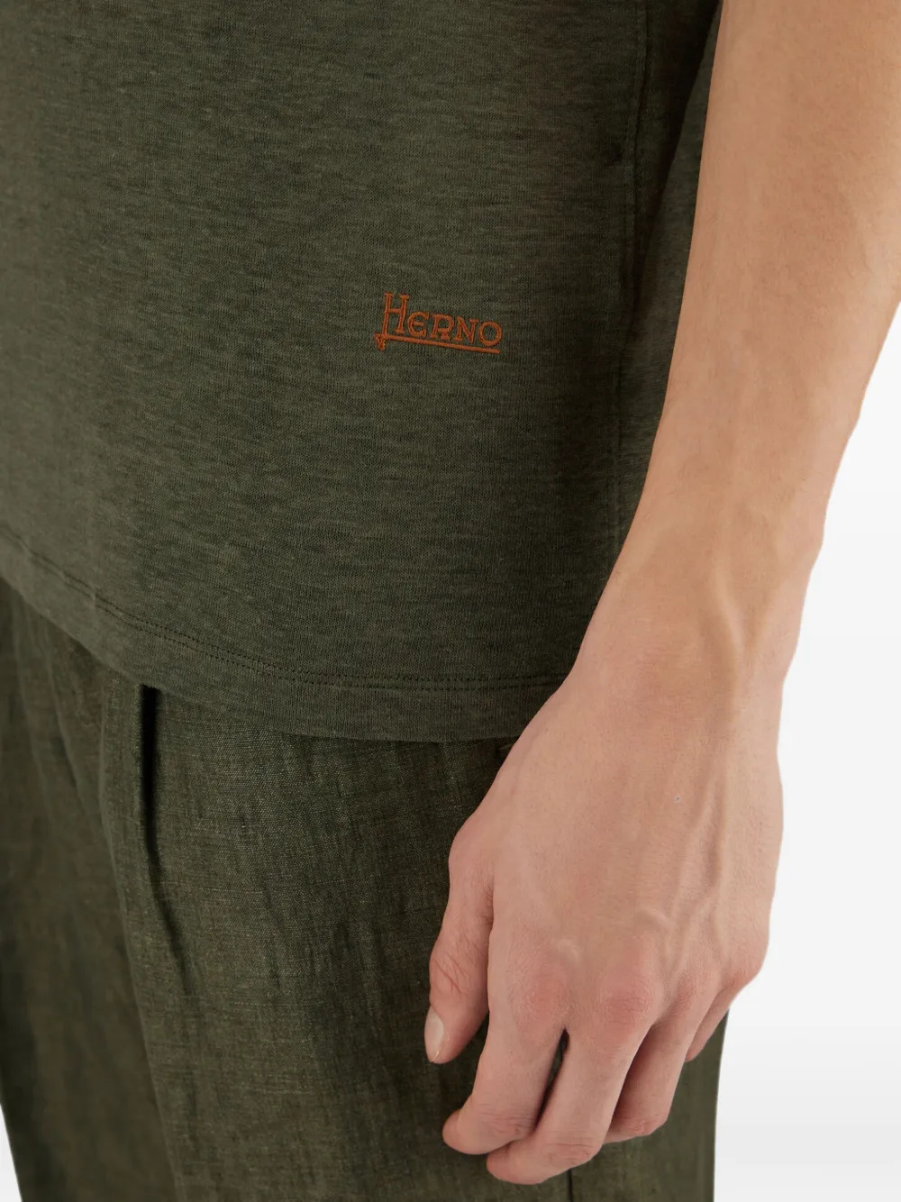 Herno Resort linnen jersey T-shirt Groen