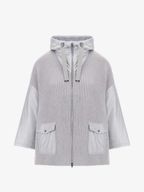 Herno ribbed-knit panelled cardigan