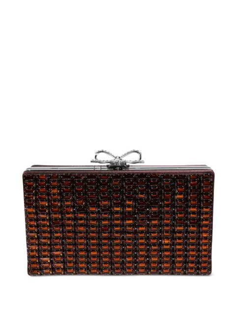 Self-Portrait crystal-embellished bow-clasp chainmail clutch bag