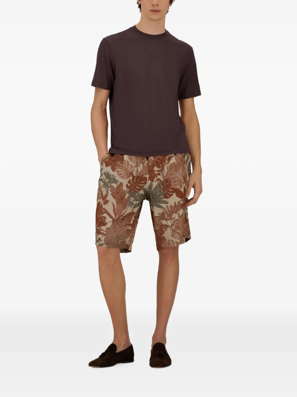 Herno T-shirt met ronde hals Bruin