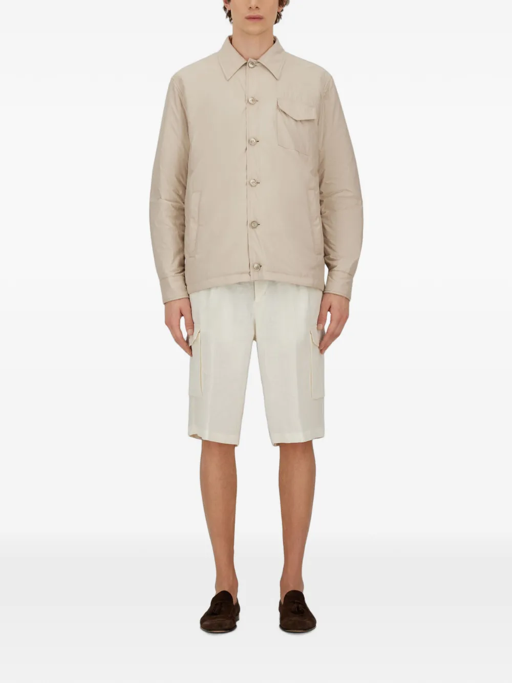 Herno Gewatteerd jack met suède-effect Beige
