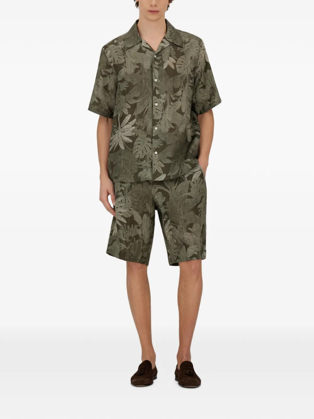 Herno Overhemd met tropische print Groen