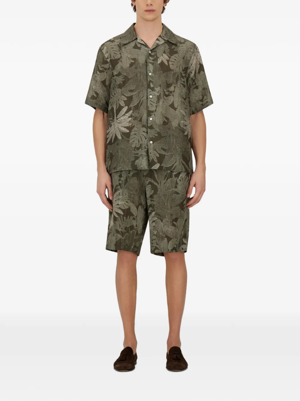 Herno Overhemd met tropische print Groen