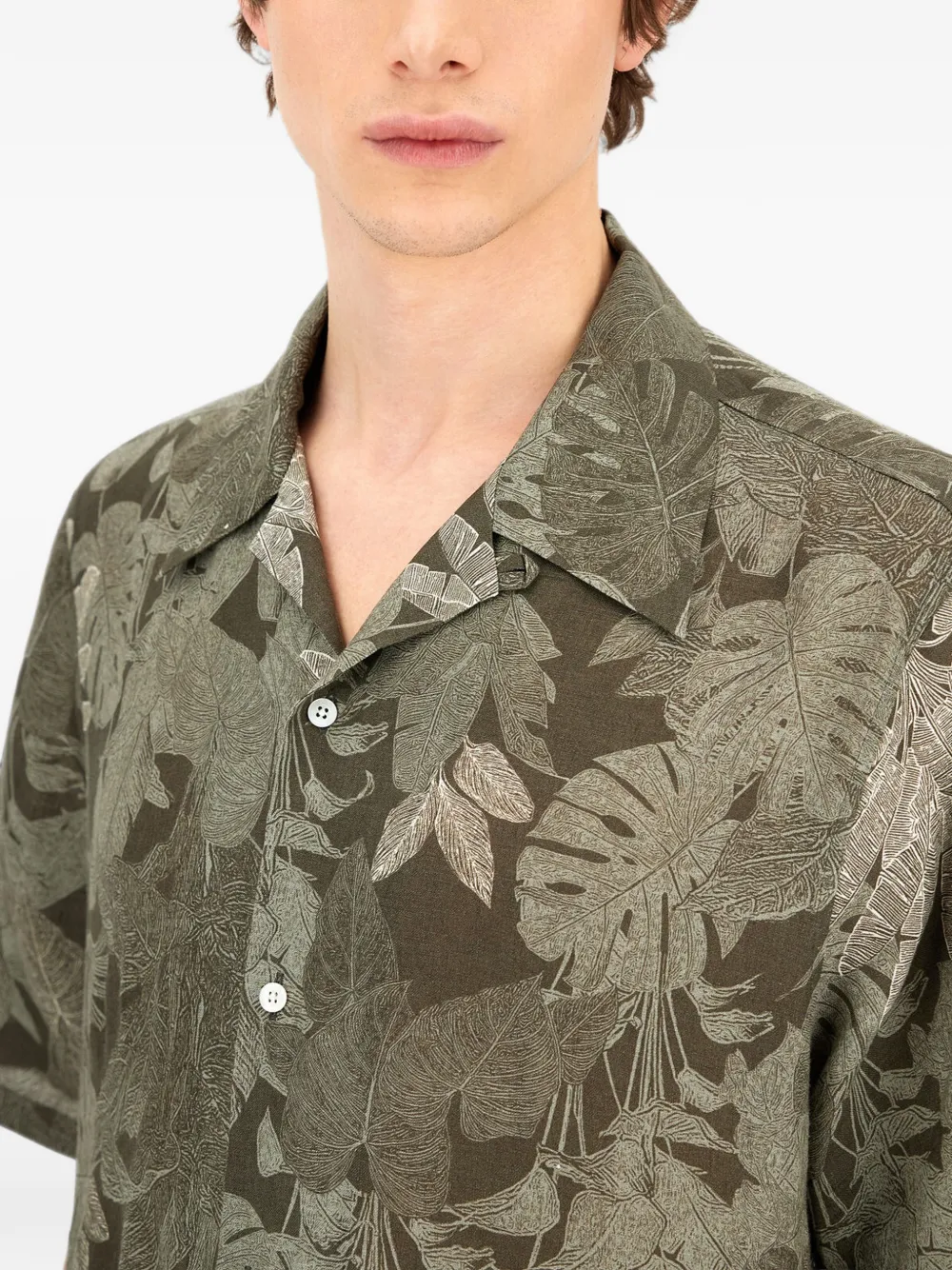 Herno Overhemd met tropische print Groen
