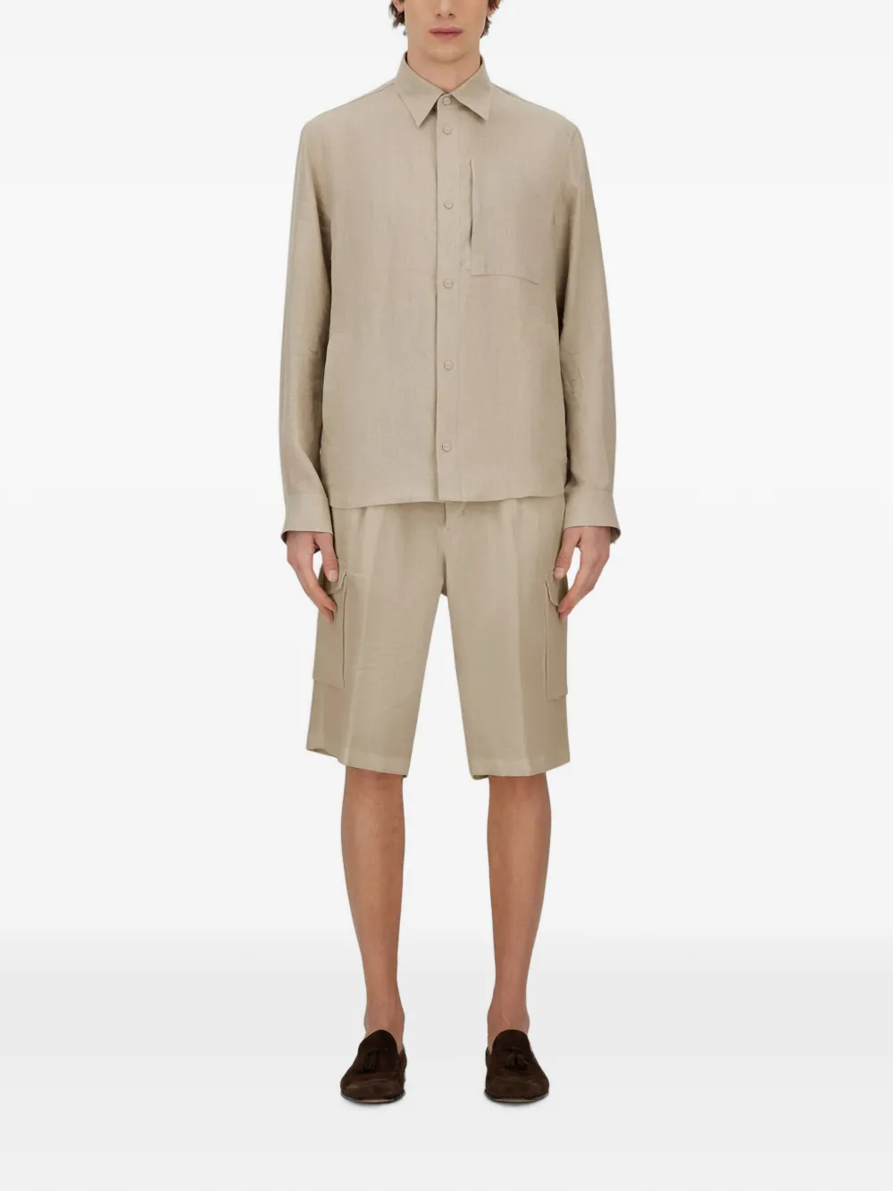 Herno Linnen cargo shorts met vervaagd effect Beige