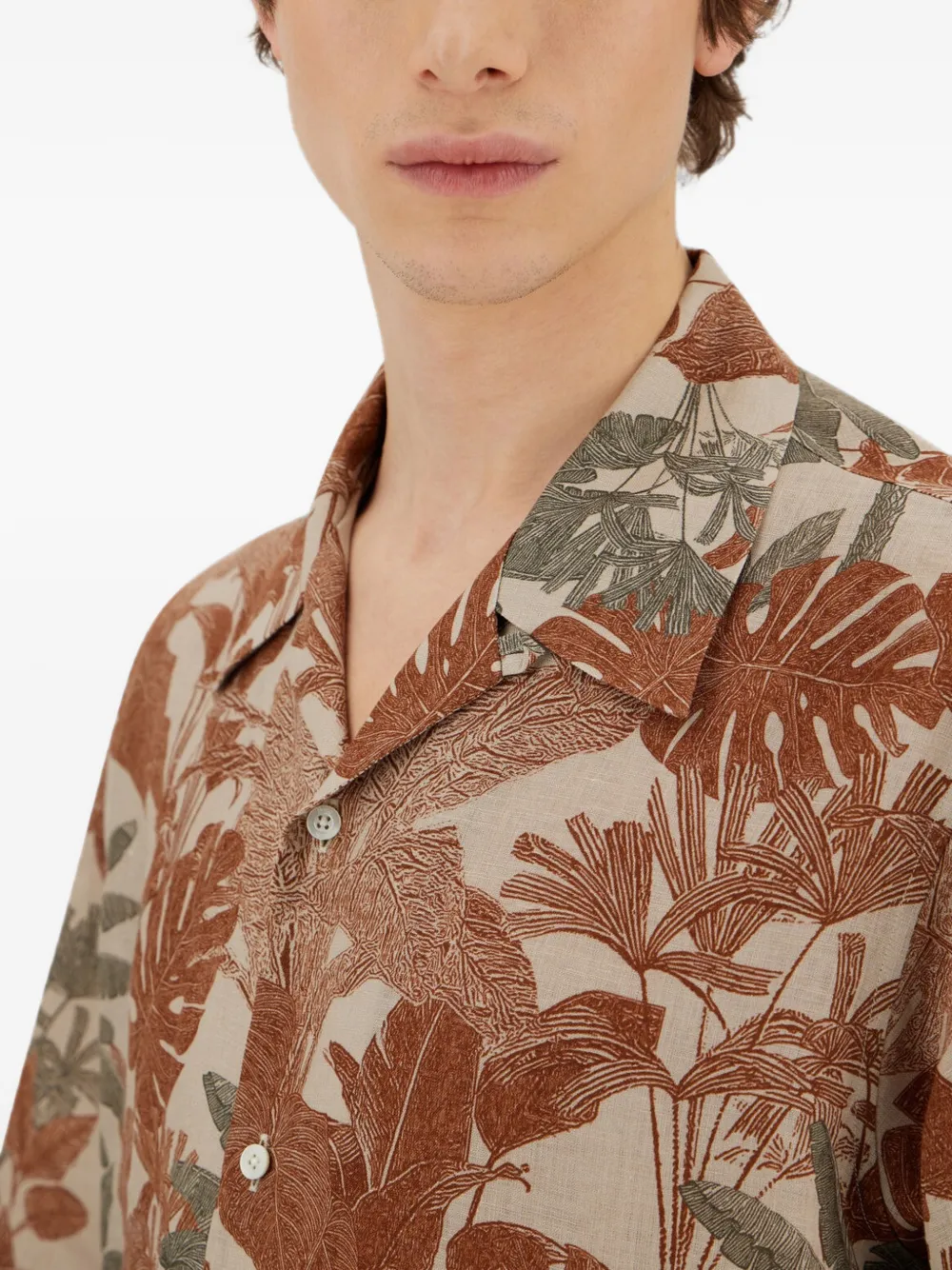 Herno Overhemd met tropische print Oranje