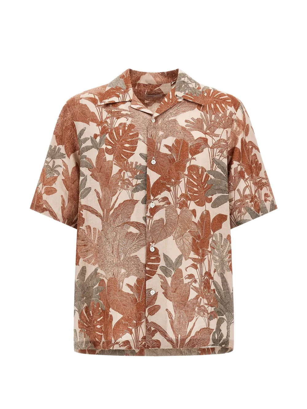Herno tropical-print linen shirt - Arancione