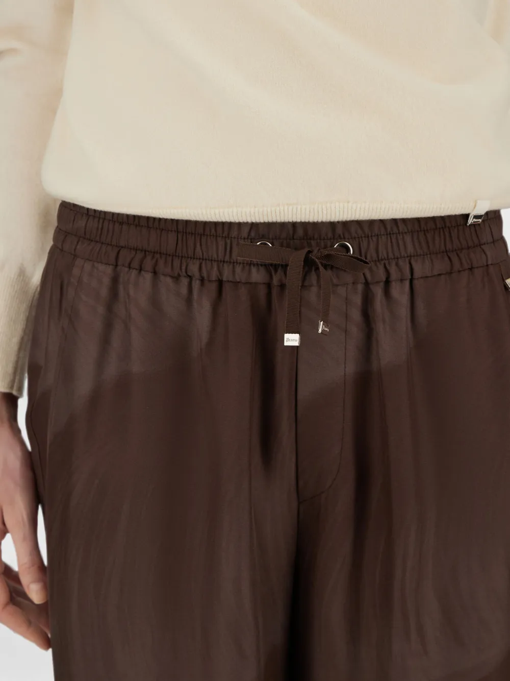 Herno Broek met bloemenprint Bruin