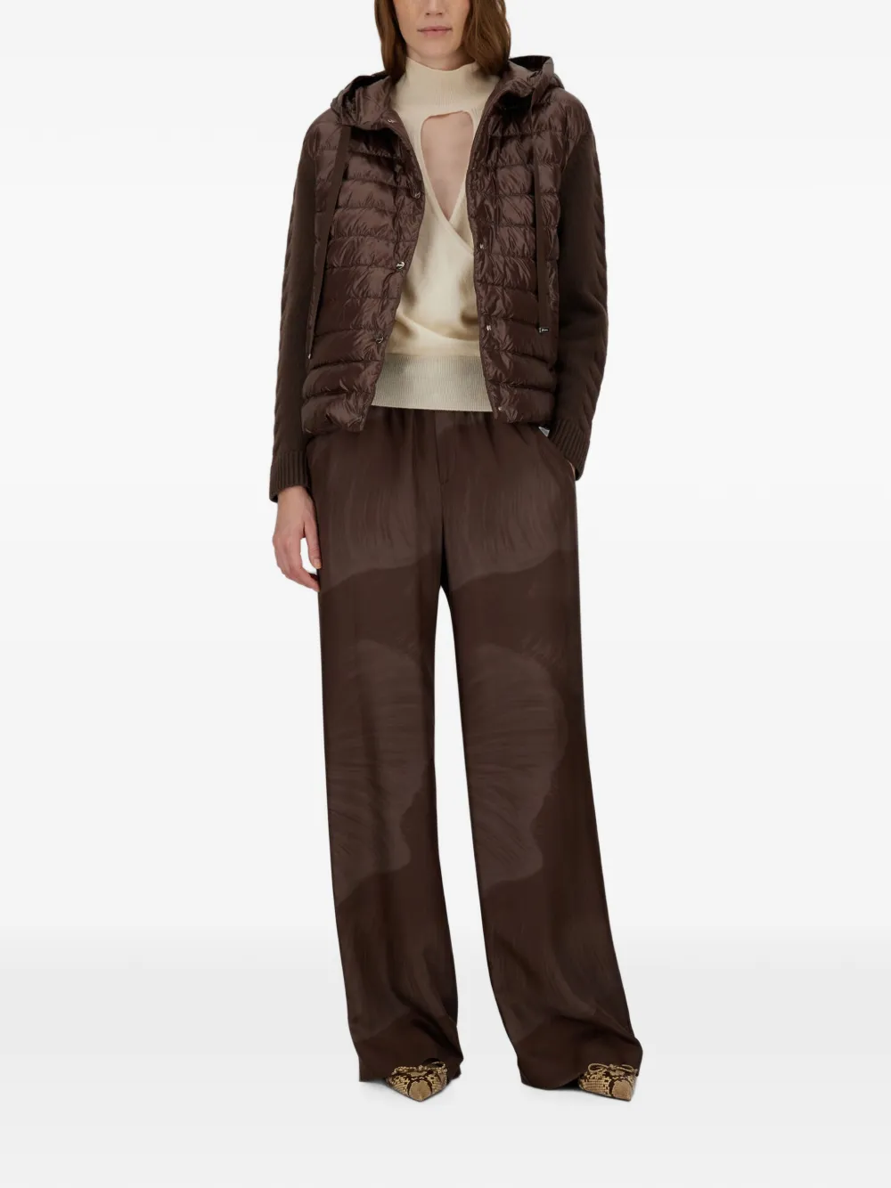 Herno Broek met bloemenprint Bruin