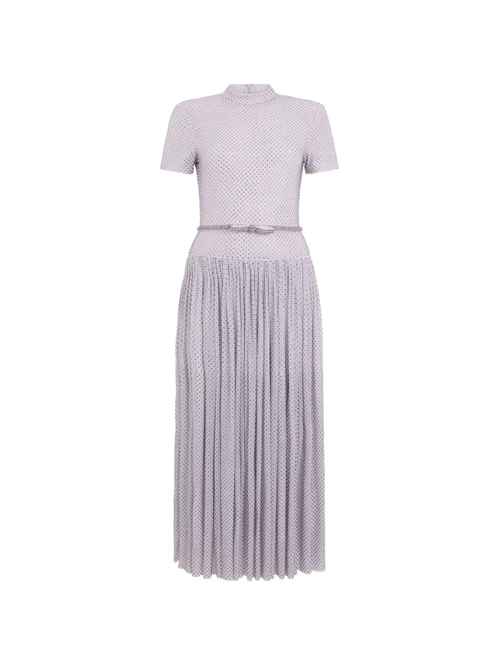 Self-Portrait crystal-embellished pleated midi dress - Purple