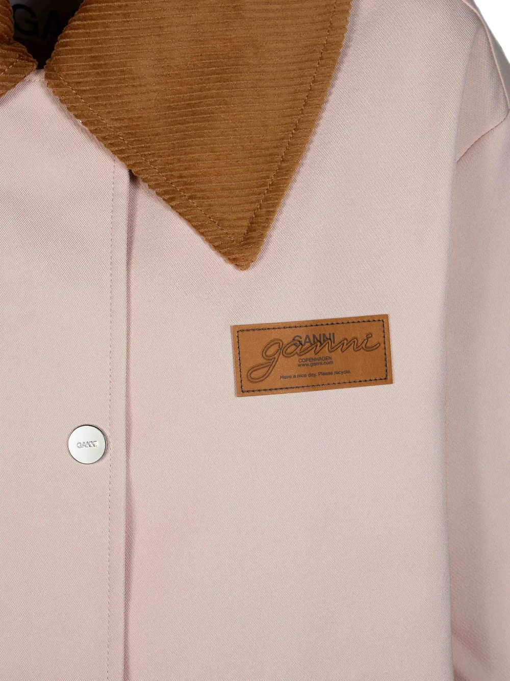 GANNI Twill jack met ribfluwelen kraag Beige