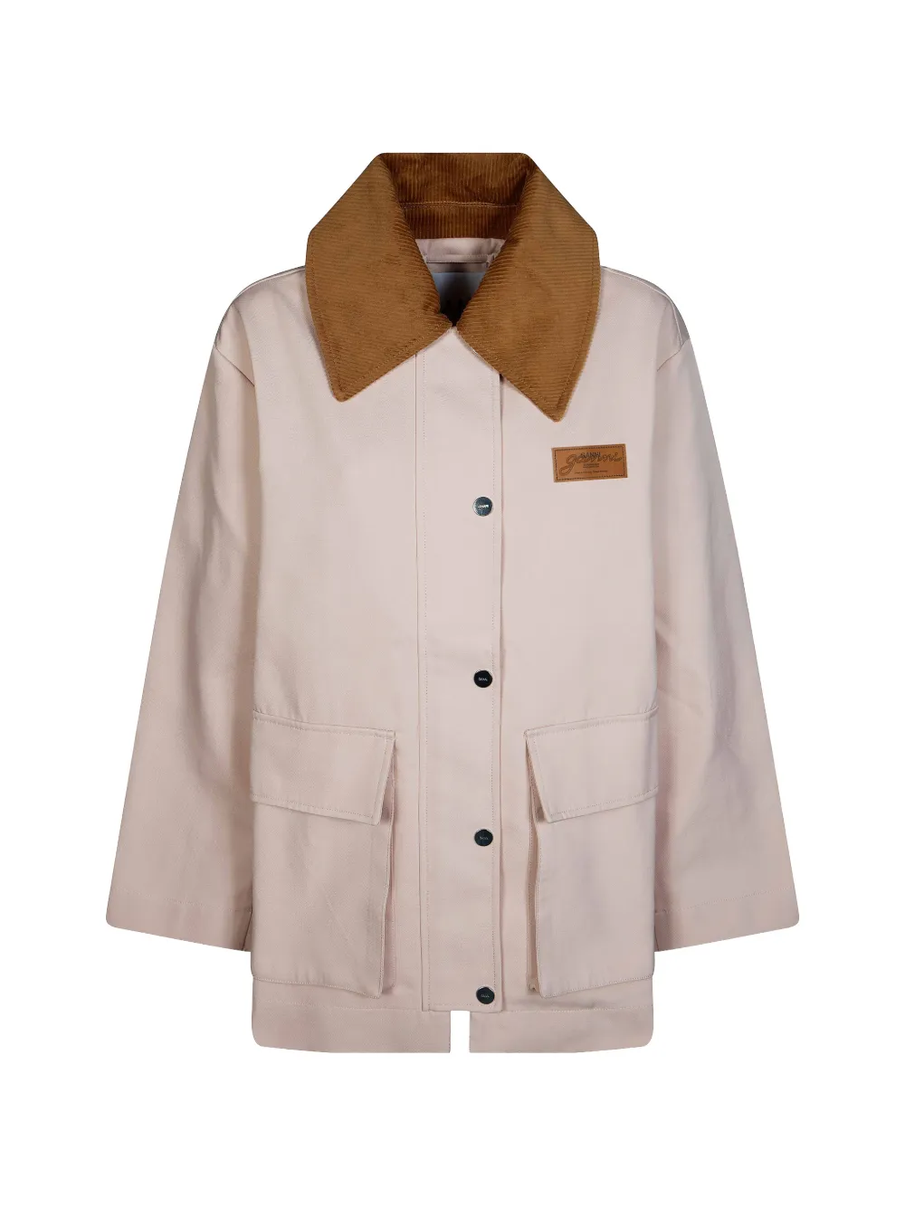GANNI corduroy-collar twill jacket - Toni neutri