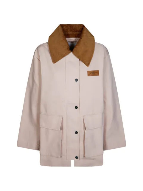 GANNI chaqueta de sarga con cuello de pana