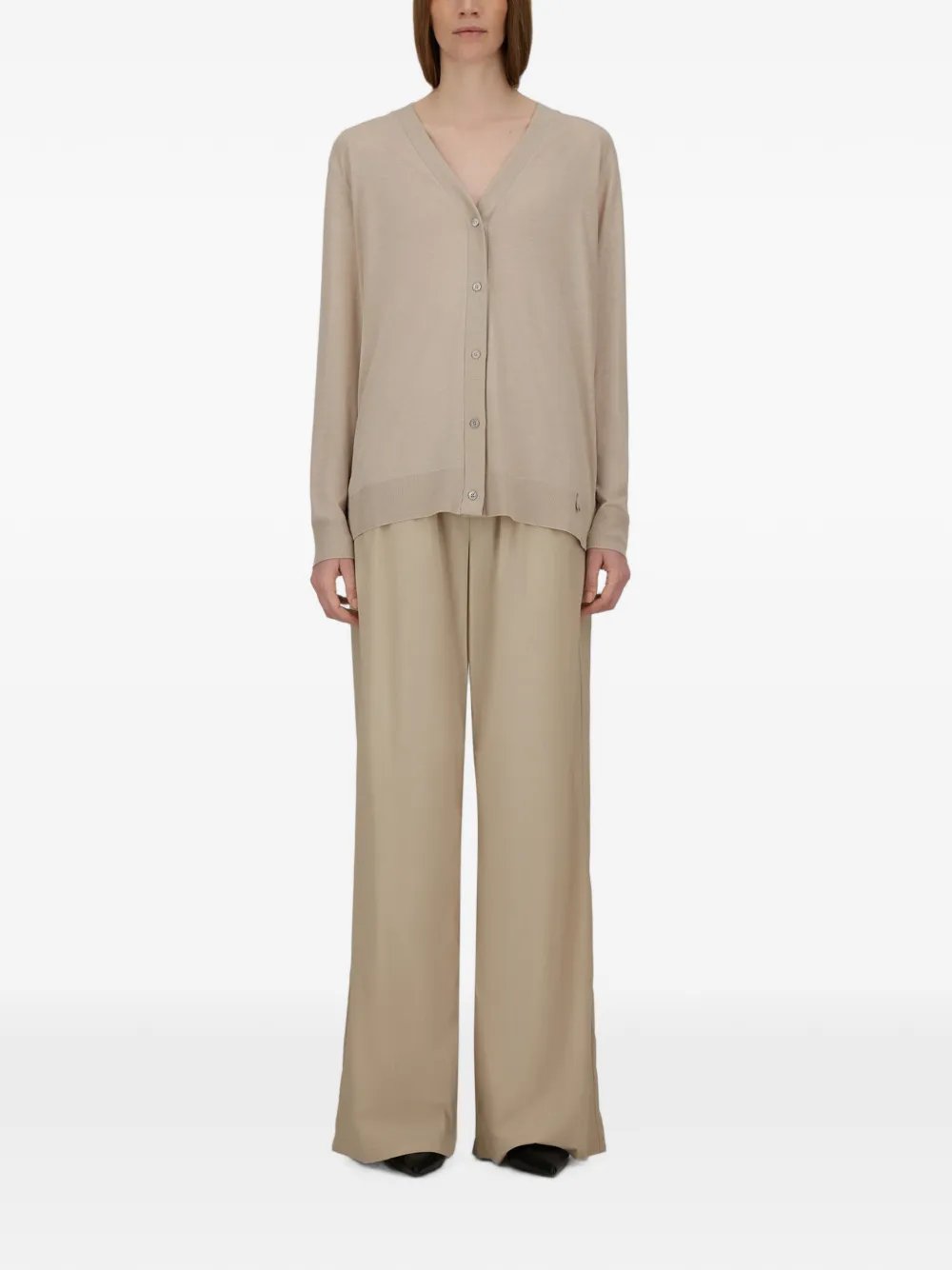 Herno Ribgebreid vest Beige