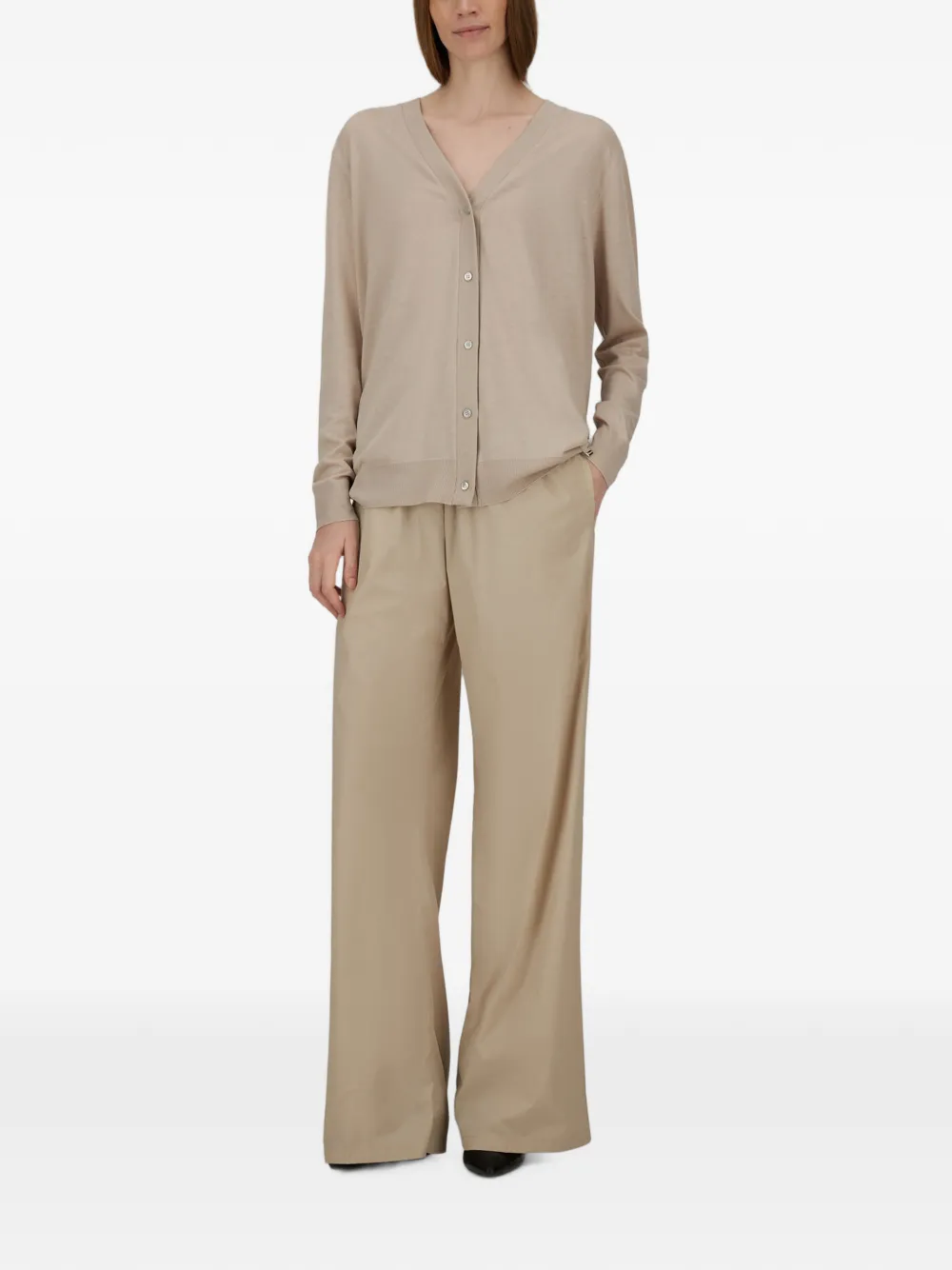 Herno Ribgebreid vest Beige