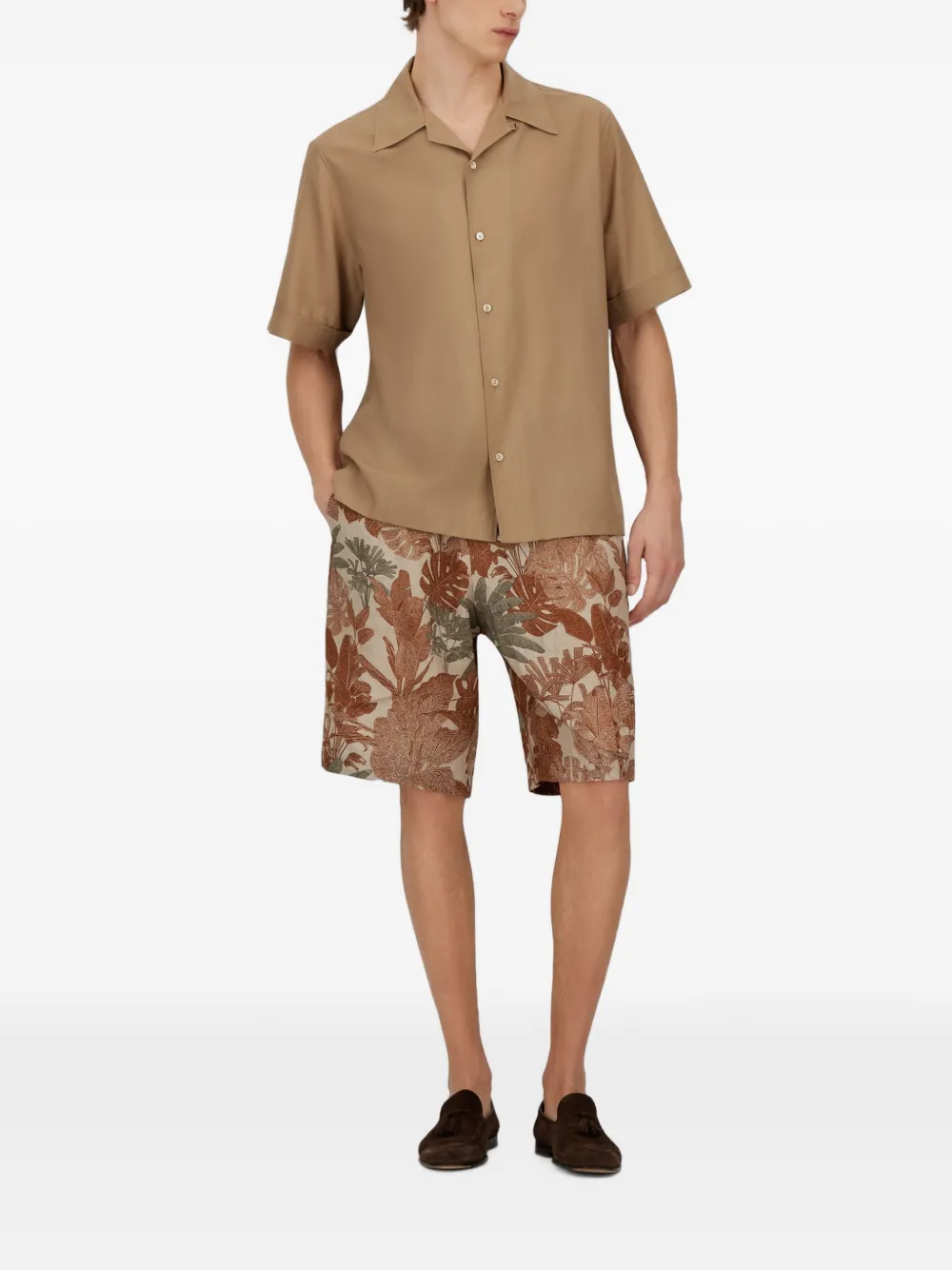Herno Overhemd met bowlingkraag Beige
