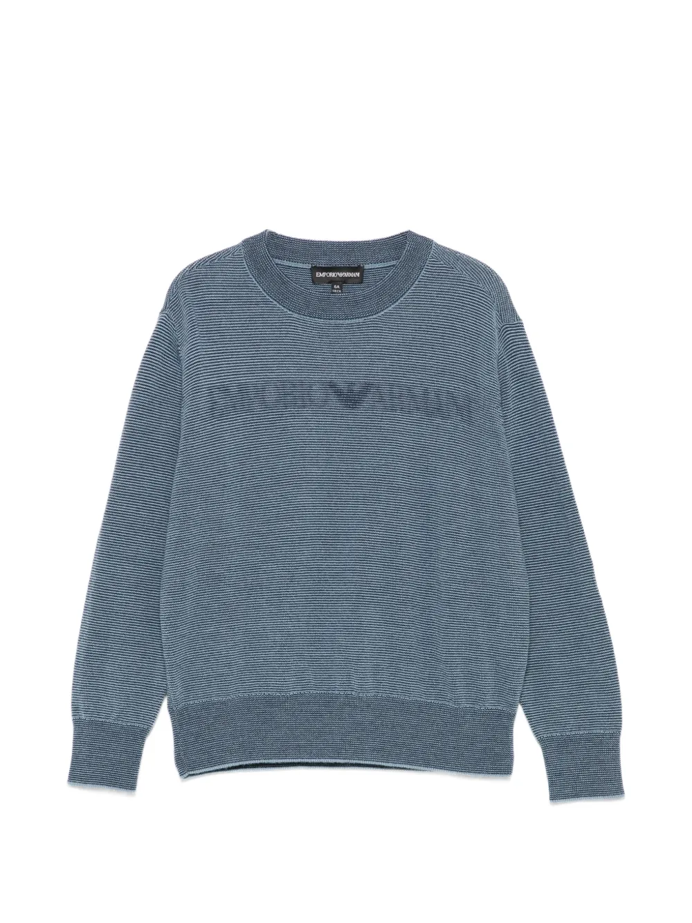 Emporio Armani Kids logo-embroidered striped sweater - Blu