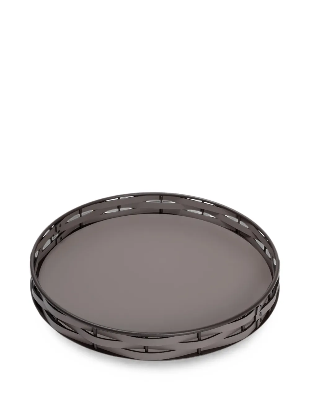 RUDI woven-design round tray - Grau