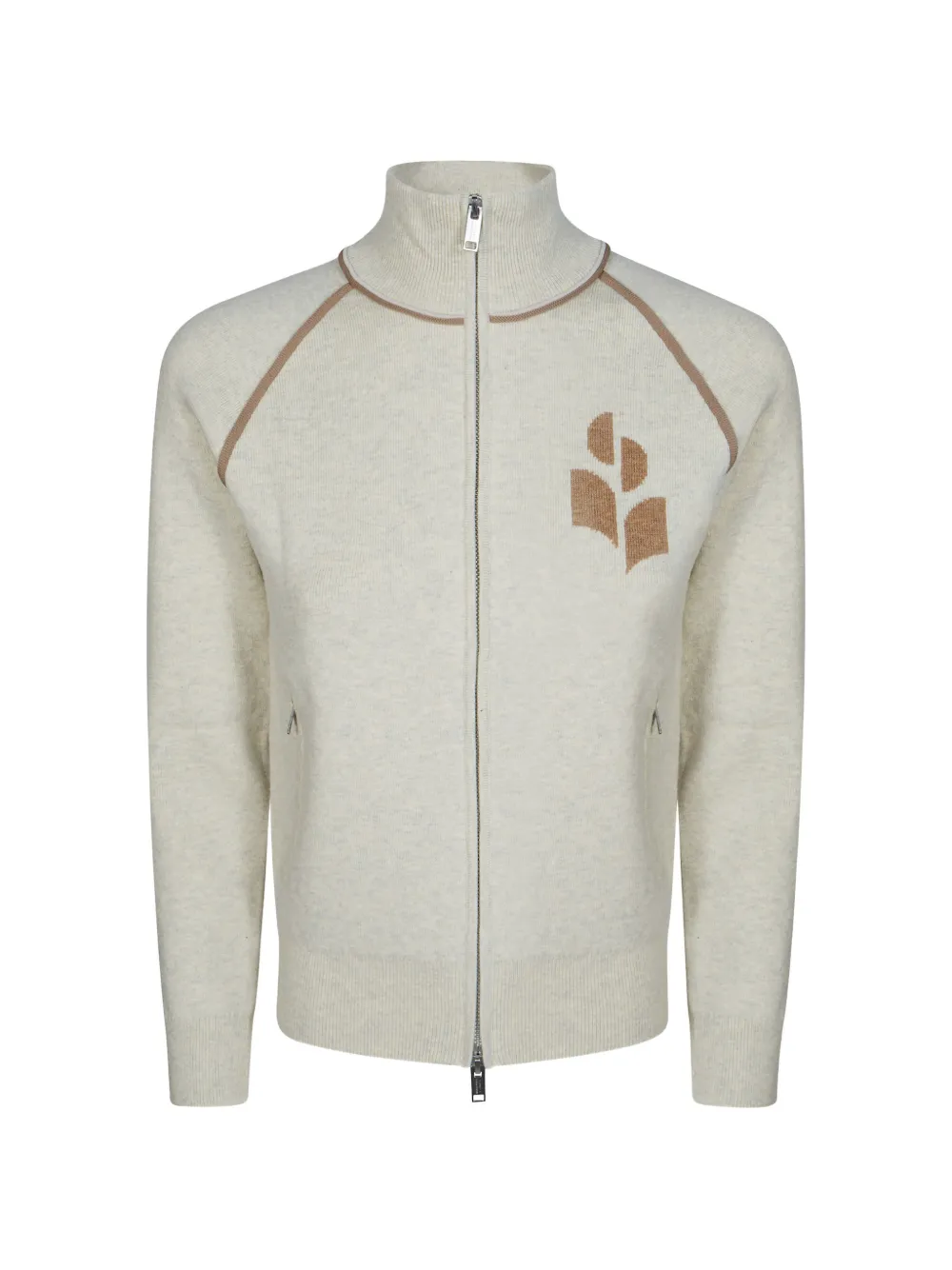ISABEL MARANT logo-intarsia zip-up cardigan - Toni neutri
