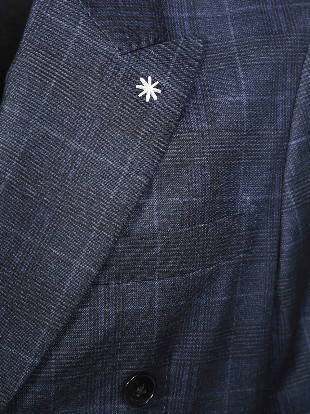 Manuel Ritz double-breasted Prince of Wales check suit Blauw