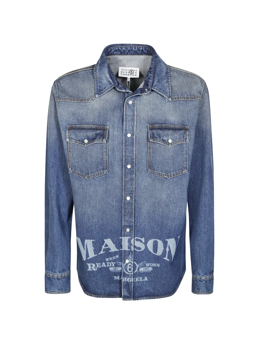 MM6 Maison Margiela logo-print denim overshirt - Blau