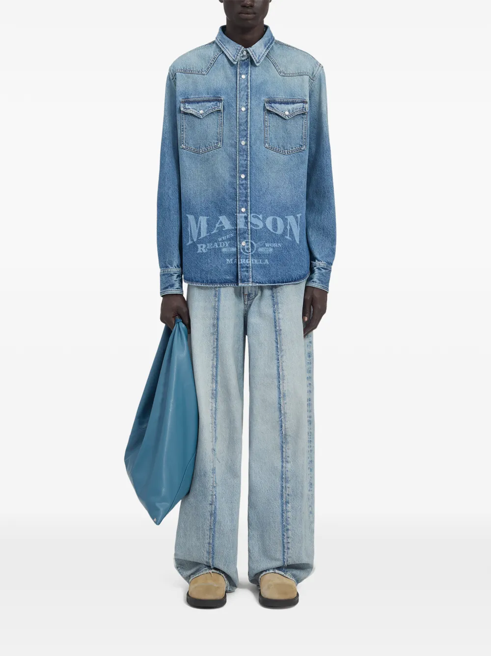 MM6 Maison Margiela Shirtjack met logoprint Blauw