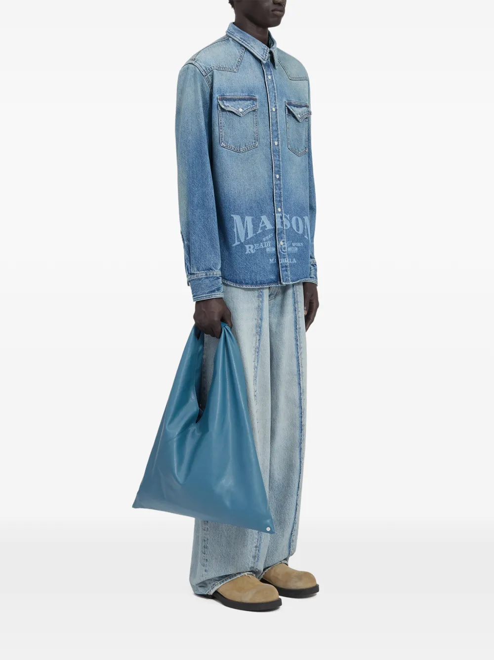 MM6 Maison Margiela Shirtjack met logoprint Blauw