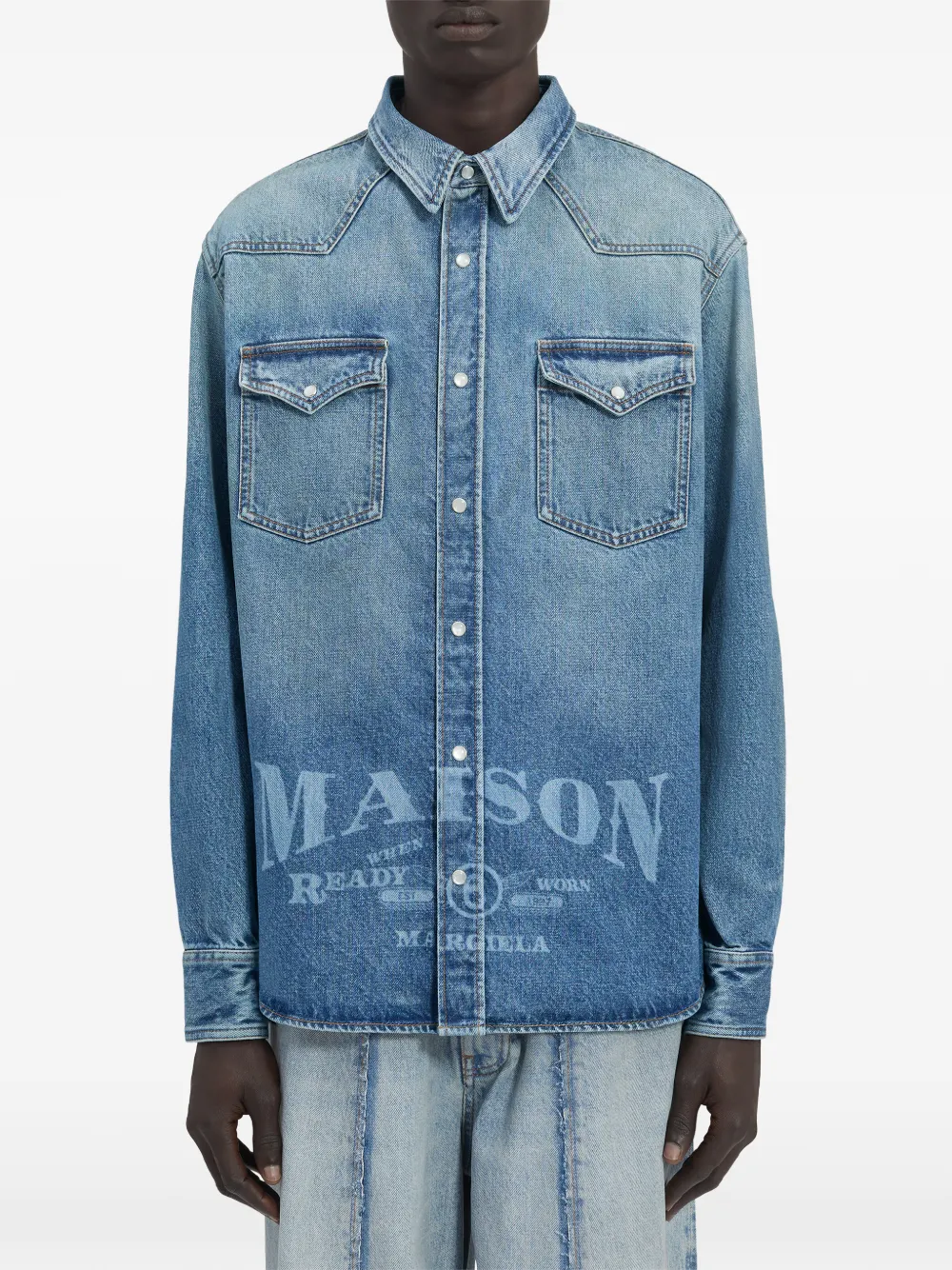 MM6 Maison Margiela Shirtjack met logoprint Blauw